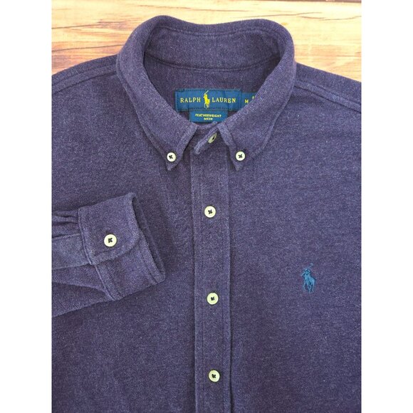 Ralph Lauren Mens Featherweight Mesh Flannel Shirt Medium Purple - Picture 4 of 8